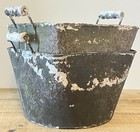 2 Rustic Metal Nesting Storage Containers With Handles Textured Weathered