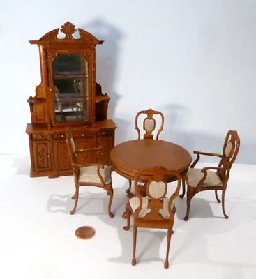 BESPAQ DOLLHOUSE  MINIATURE '' CARRINGTON '' DINING SET 6 PIECE 3530-3533 FCB-nwn