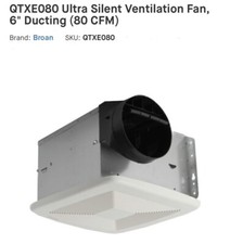 Broan QTXE080 80CFM Ventilation Fan - White for sale online | eBay