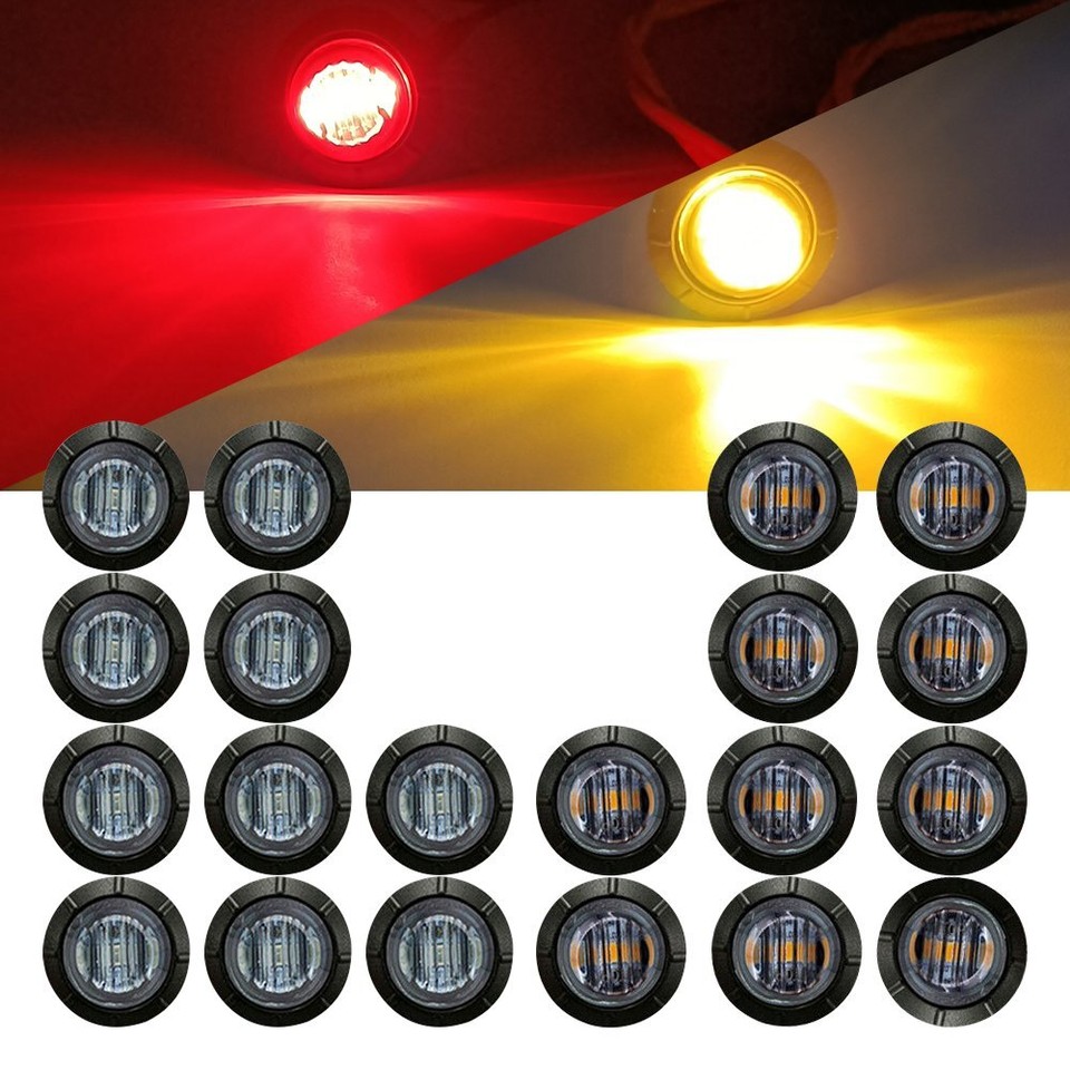 Find 20X Mini 12V 3/4" Round 3 LED Amber Side Light Marker Truck Bullet License Lamp In Shenzhen - Foto 8