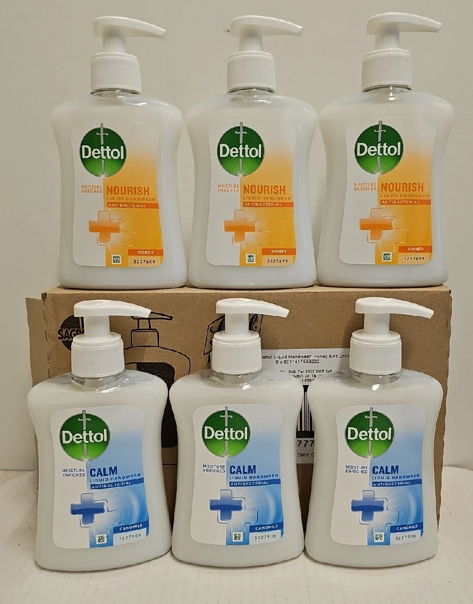 dettol liquid hand wash 250ml x 6 nourishing , calm or strawberry