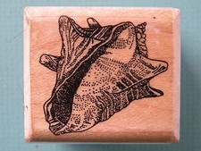 Conch Sea Shell, Small MOSTLY ANIMALS Rubber Stamp 406-S3 Beach Nautical