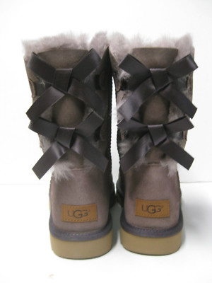 UGG BAILEY BOW II WOMEN SHORT BOOTS SUEDE STORMY GREY US 11 /UK