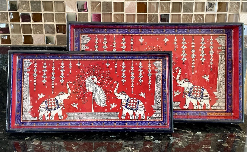 Wooden Rectangle Serving Tray Set of 2 - Image 4 of 4