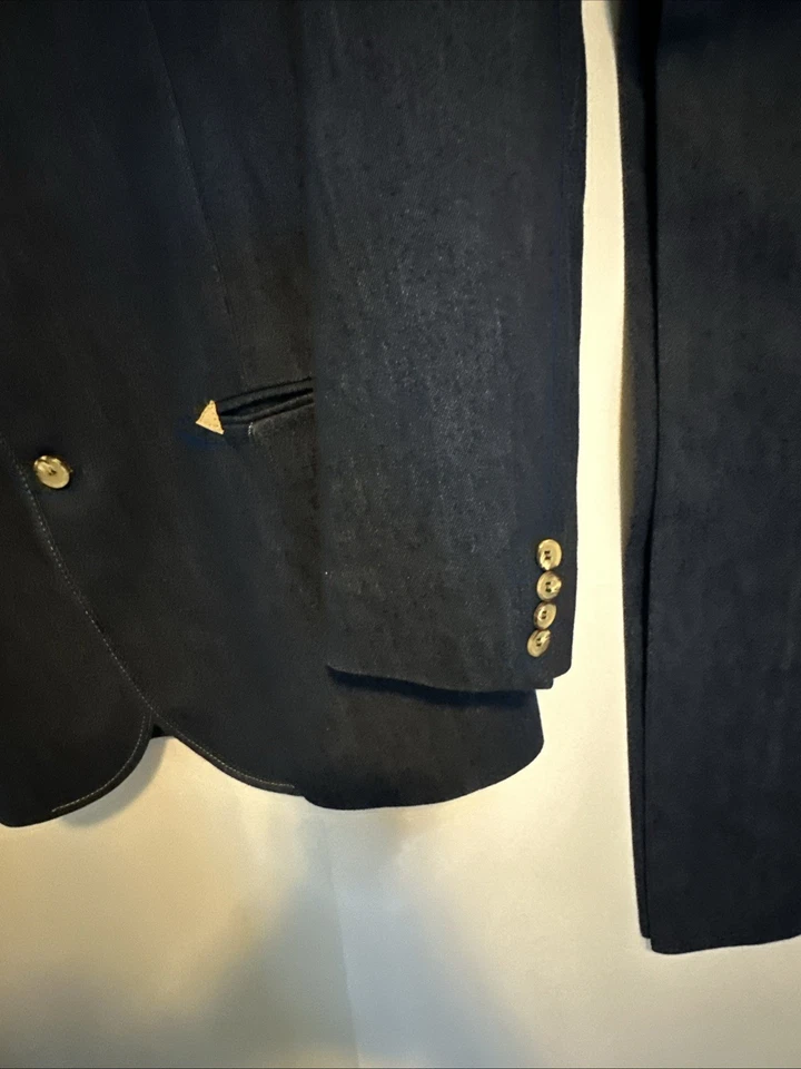 Vtg 70’s Haggar Mustang Western Wear Sport Coat And Pants USA Navy 44L, 34 - Image 3 of 4