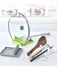 Plastic Kitchen Spoon Rest Spatula Holder Pot Lid Stand Organizer Storage Rack