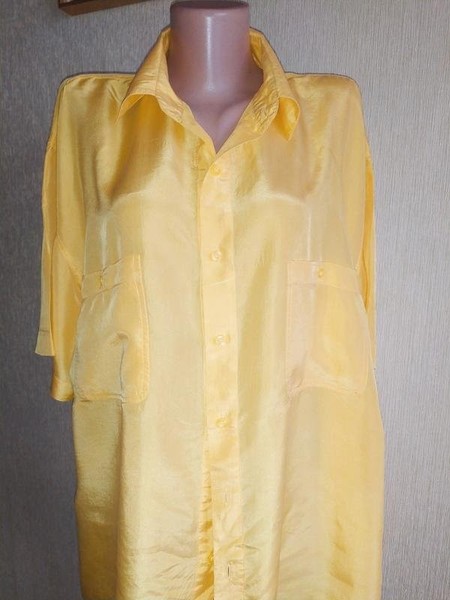 Men Private Party Shirt Yellow Silk 42 / XL / 50