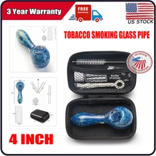 4 Inch Tobacco Smoking Glass Pipe Handmade Pipes Gorgeous Bowl Collectible US