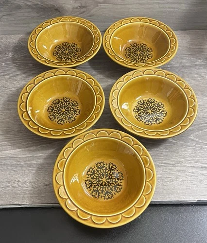 Homer Laughlin Coventry Castilian Gold Dessert Berry Bowls 6.75” Set of 5