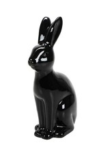 Hase Deko Figur schwarz Keramik Osterhase Osterfigur Dekoration Osterdeko