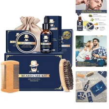 Gifts for Men: Complete Beard Kit with Grooming Essentials & Guide Self-Care