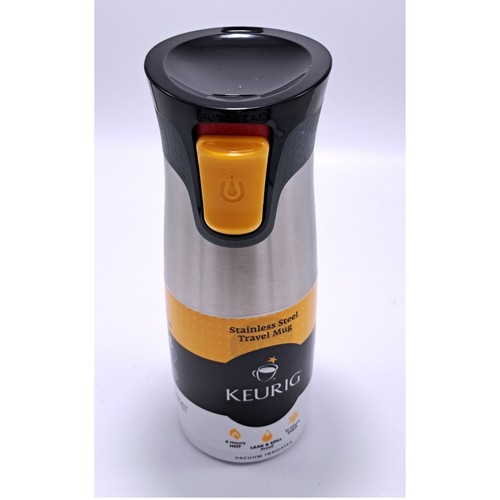 Keurig Contigo Autoseal Stainless Steel Travel Mug Silver Black Yellow 14oz
