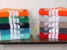 Cabana Stripe Oversized Quick Drying Cotton Beach Towel Set Of 1, 2, 4, or 6