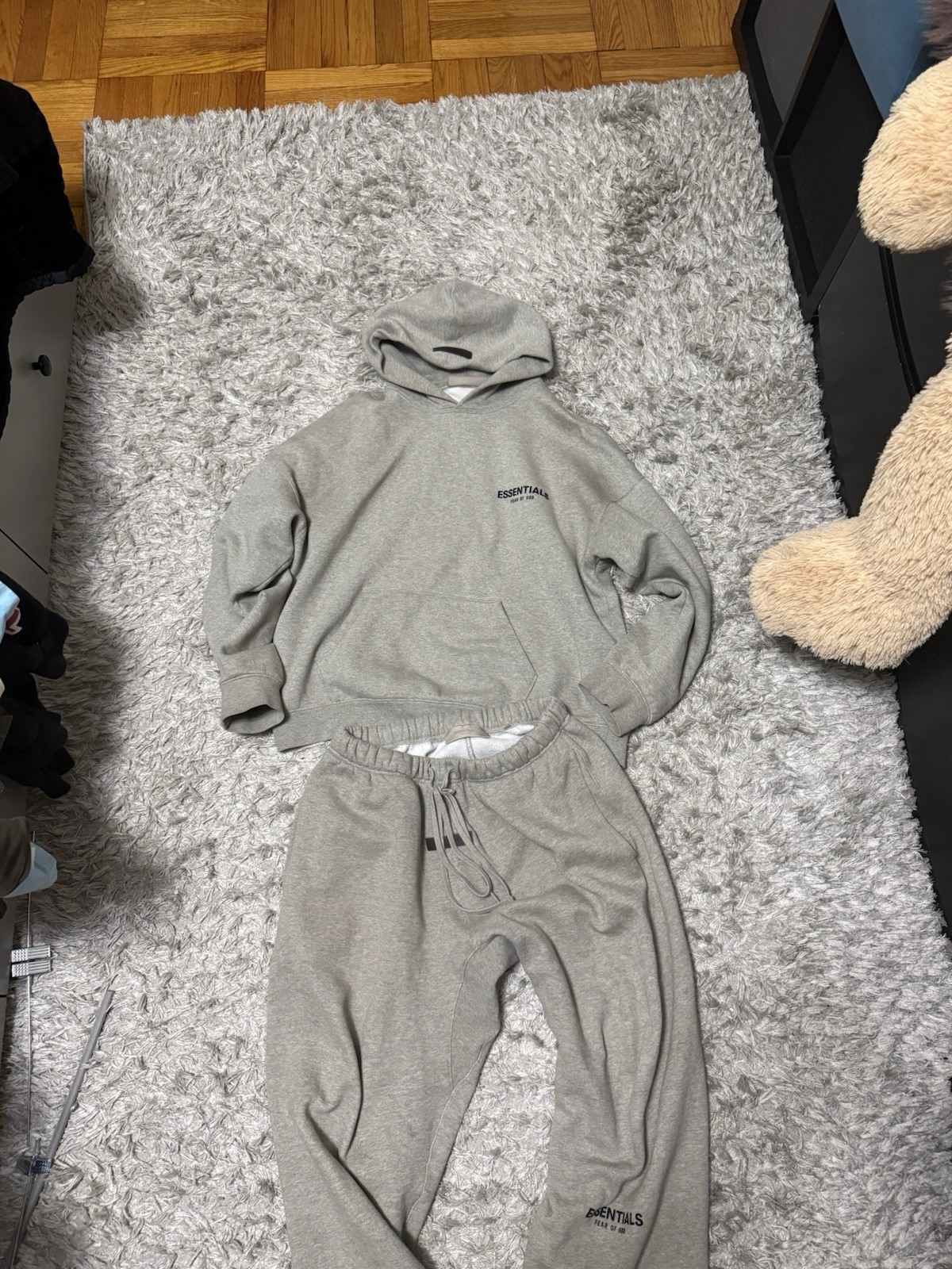 Fear of God Essentials Men's Dark Oatmeal Hooded Tracksuit Set Hoodie Pants