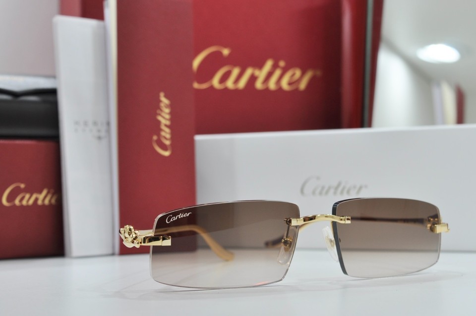 Cartier rimless CTO505S glasses Panthere decor Gold Frame New ...
