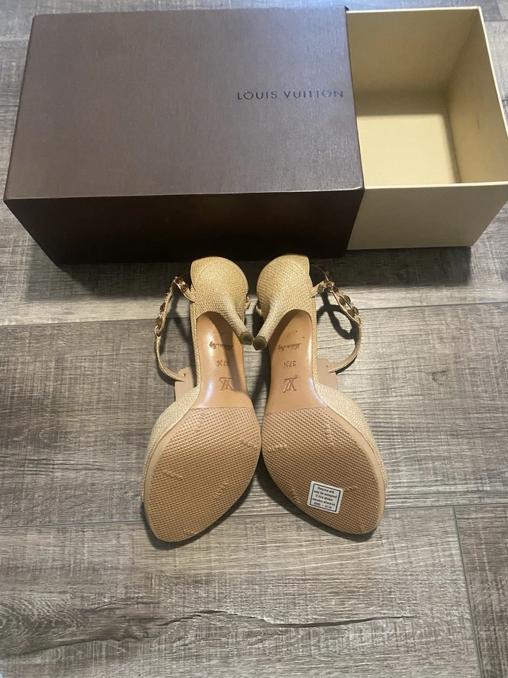 Sandalias Louis Vuitton con adornos de cristal correa en T beige con caja talla 37,5 Foto 4 de 4