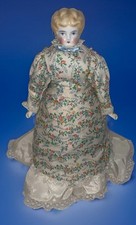 Antique German China Head Doll 12 inch 199Refurb Blonde Floral Dress Victorian
