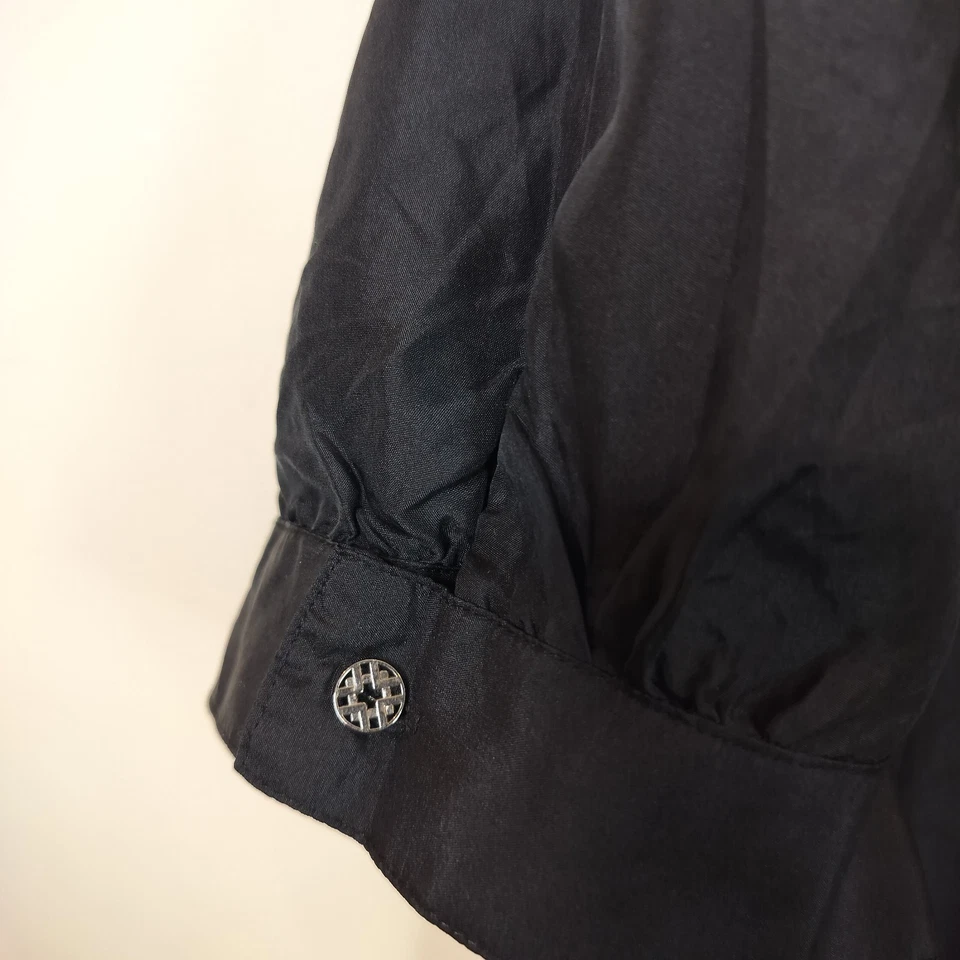 Jaclyn Smith 100% шелк рубашка на пуговицах блузка XXL женщин короткий рукав черный - Изображение 3 из 4