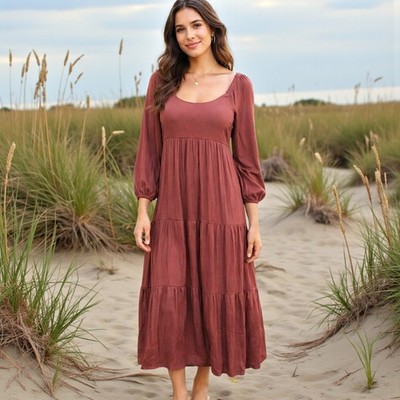 Soma Maxi Dress XS Tiered Ruffle Witchy Peasant Cottage Milkmaid Satin Sheen 