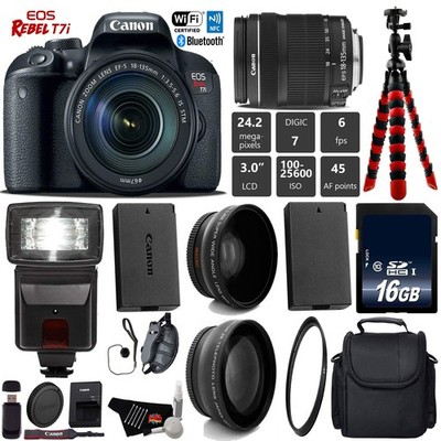 Canon EOS Rebel T7i DSLR Camera with 18-135mm is STM Lens + Flash Pro Bundle