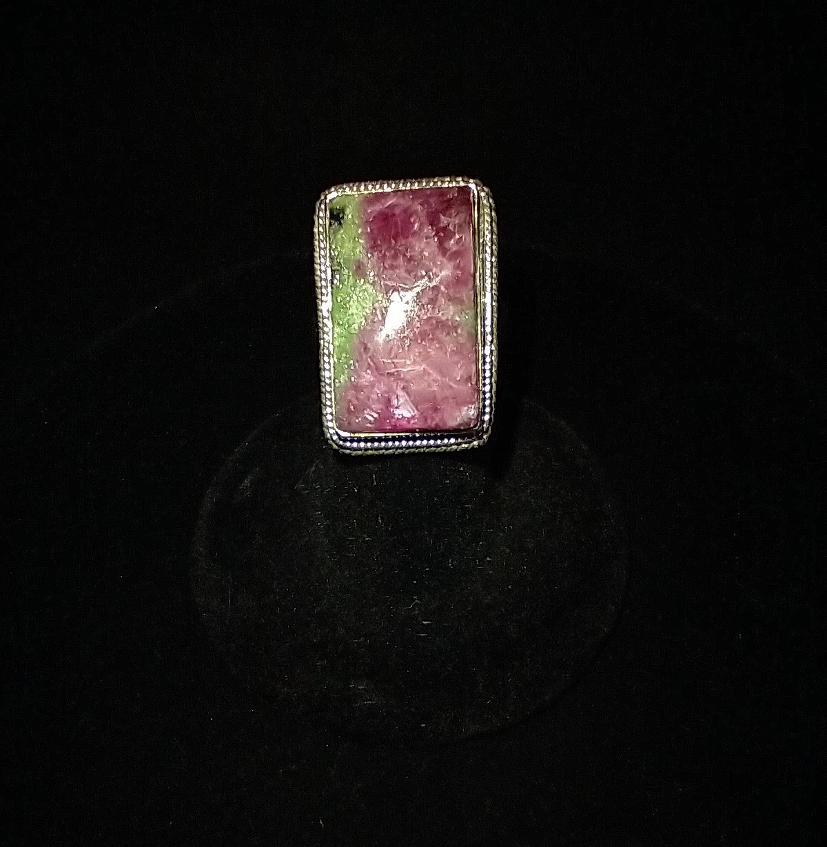 Sterling Silver Ruby Zoisite Ring Size 7.75 Large… - image 1