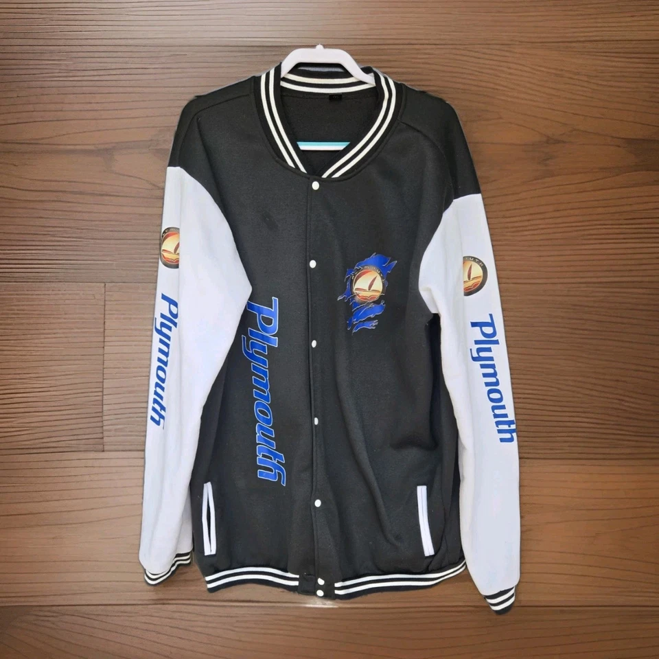 Plymouth Dodge Chrysler мужской 5XL Varsity стиль черный белый куртка кнопки - Изображение 2 из 4