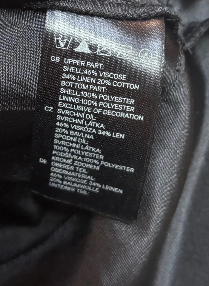 Blusa H&M Negra Peplum Top Estrás Cremallera Volantes Encaje Lino Algodón Talla 4 Foto 4 de 4