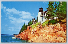 Mt Desert Island ME Maine Bass Harbor Light Acadia National Park VTG Postcard