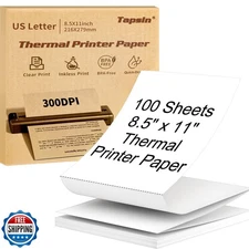 Tapsin Thermal Paper 8.5"x11" US Letter 100 Sheets, Quick-Dry Thermal Printer