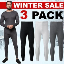 3 Pack Mens Thermal Long Johns Thermal Trousers Underwear Base Layer Bottom UK