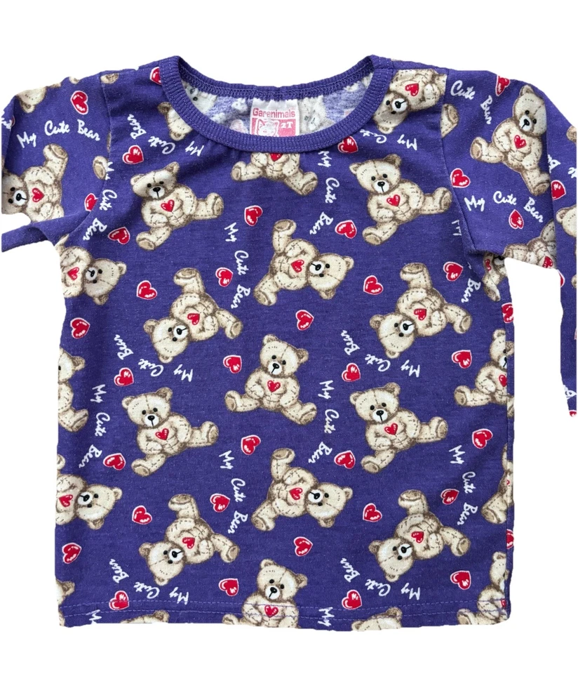 Vintage Garanimals My Cute Bear Purple Teddy Bear Girls Long Sleeve T-Shirt 2T - Image 2 of 4