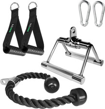 Combo Tricep Press down Cable Attachment - Cable Machine Accessories for Home Gy