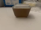 VINTAGE PYREX REFRIGERATOR DISH Butterscotch 501-B 1.5 CUP GLASS LID USA MADE