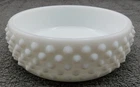 Fenton Style White Milk Glass Hobnail Round Flat Trinket Bowl Candy Dish 6" Vtg