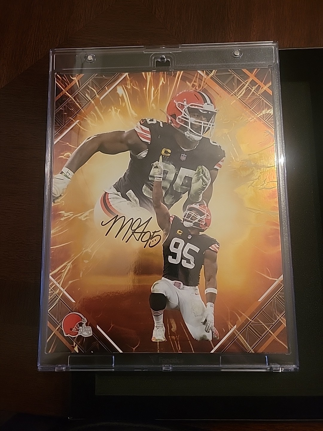 Myles Garrett Autographed Signed Cleveland Browns 03/25 Fanatics 2025 Under Wraps Emanate Browns 8x10 