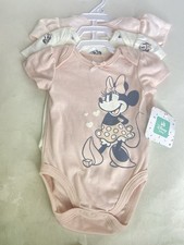 Disney Minnie Mouse 3 Piece Snap Bodysuit Romper Set Baby Girls Size 3-6 Months