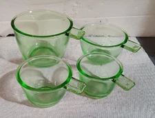 Measure Cups Set Measuring  Green Glass Home Kitchen Cafe