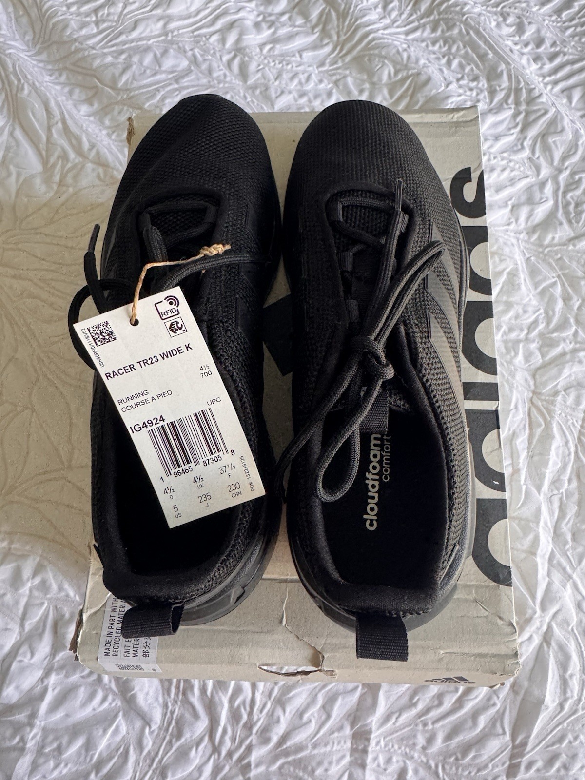 Adidas Racer TR23 Wide K Black Youth Running Shoes IG4924 Size 5 thumbnail 4