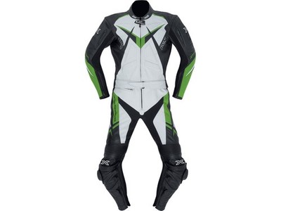 iXS Lederkombi Conquest | Weiß-Schwarz-Grün | 2-teilig aus Rindsnappaleder