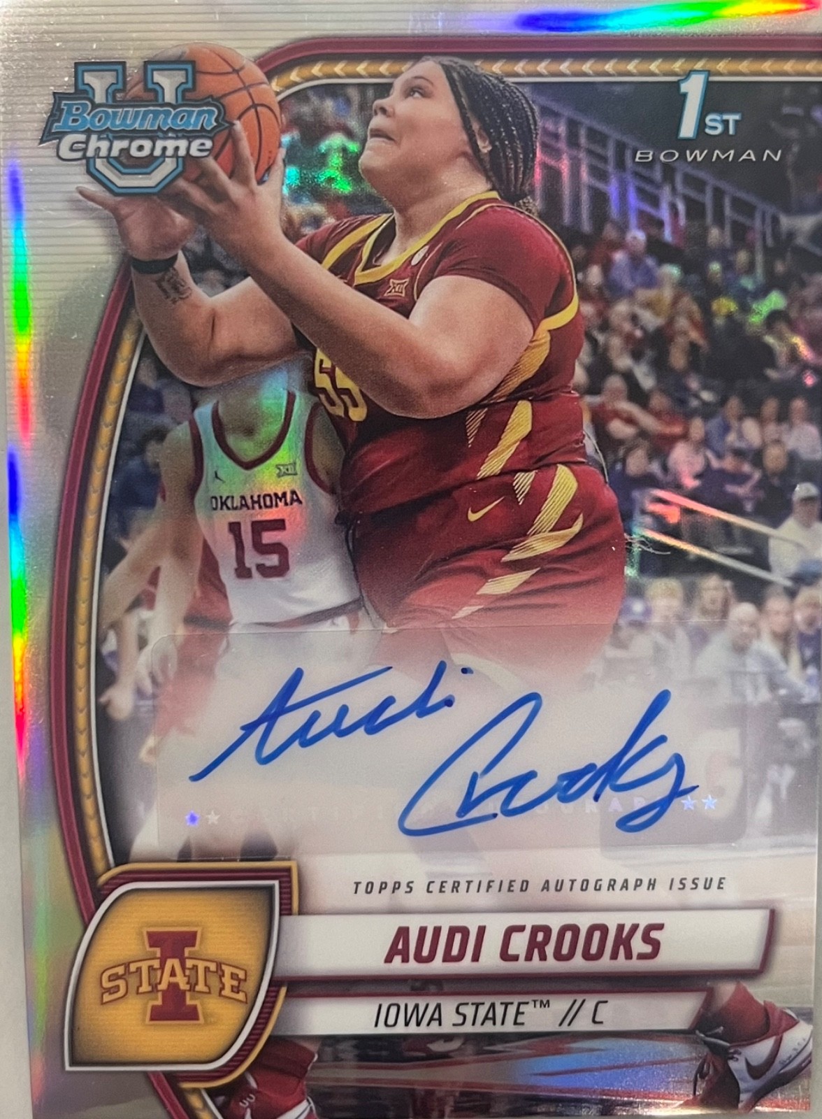 2024-25 Bowman University Chrome Audi Crooks 1st #9 Refractor Auto Iowa State