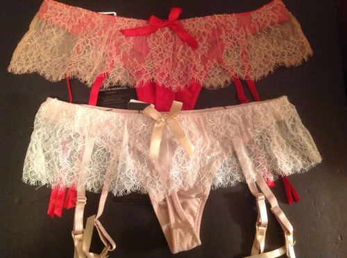 Marilyn Monroe Intimates Very Sexy Garter Thong Red/Gold Nude/Beige NWT $28 MLXL - Picture 2 of 13