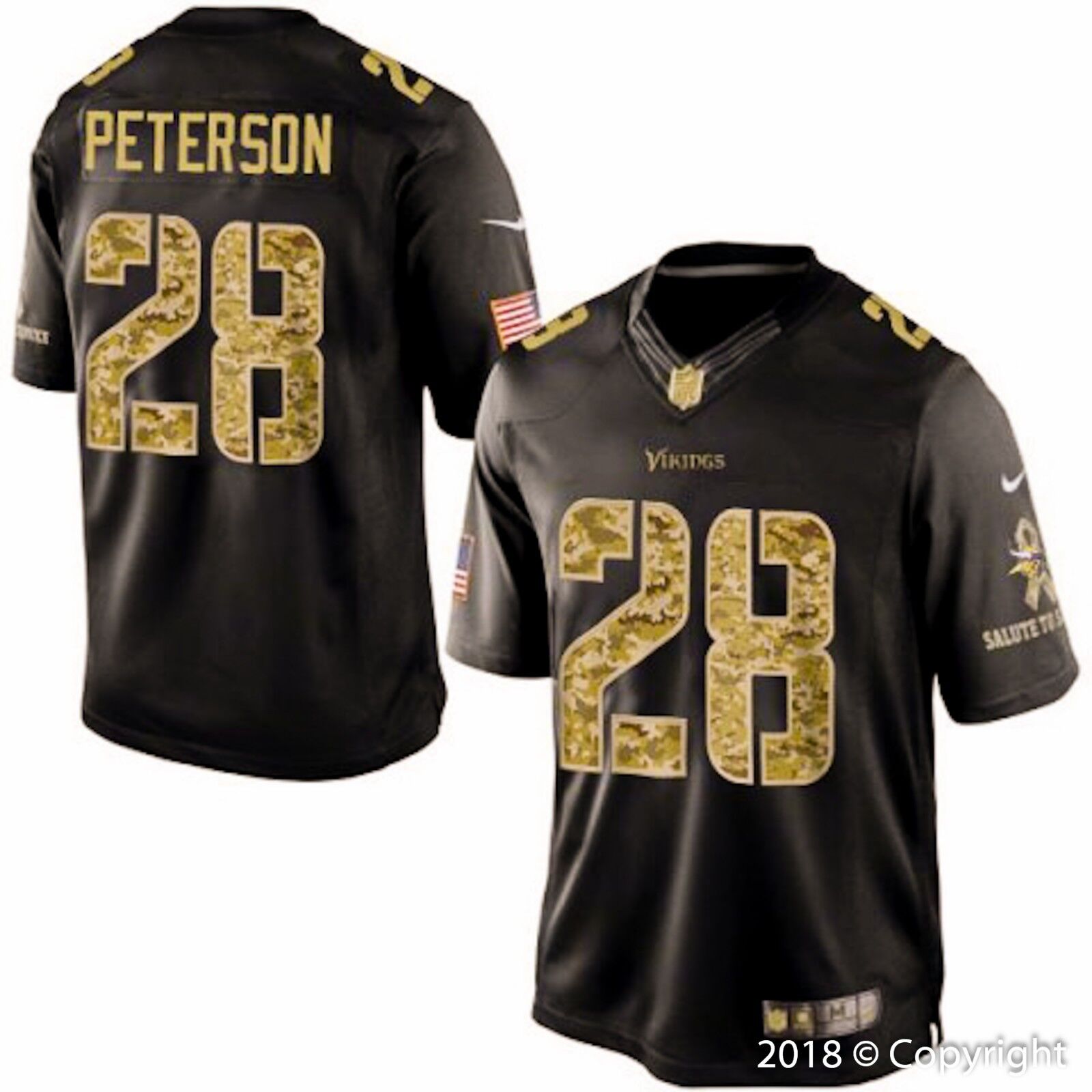 Nike Minnesota Vikings No28 Adrian Peterson Lights Out Black Men's Stitched NFL Elite Jersey