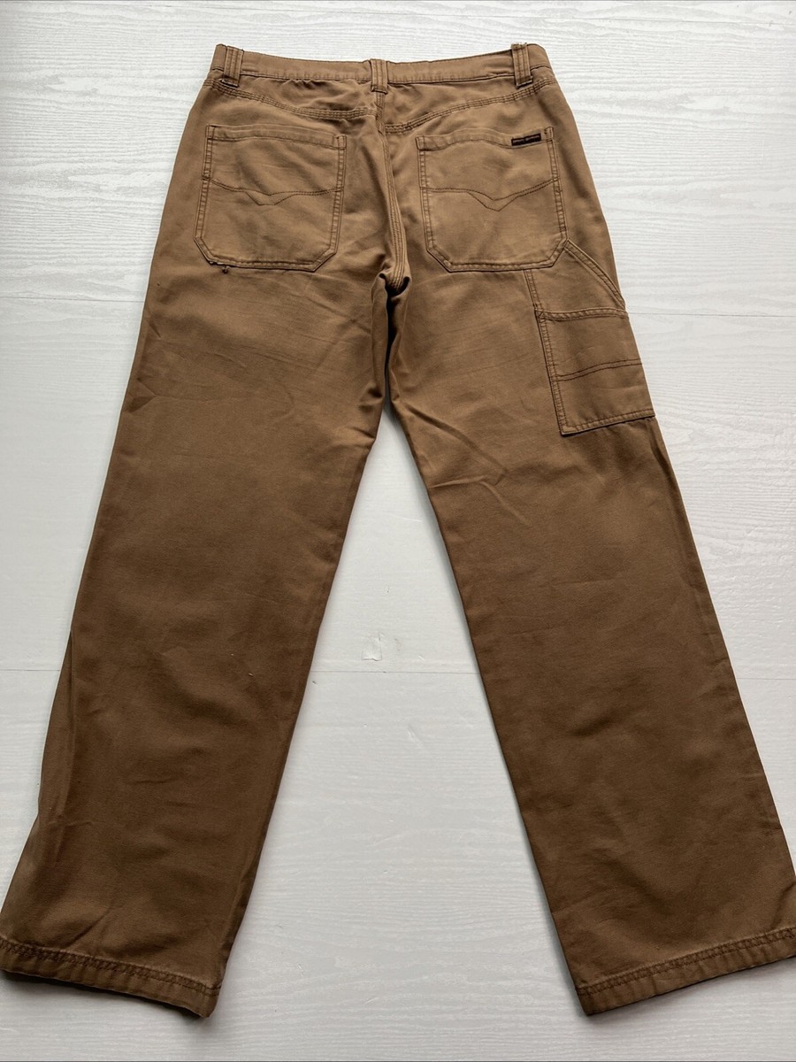 Harley Davidson Vintage Canvas Pant Mens 34x34 Brown Loose