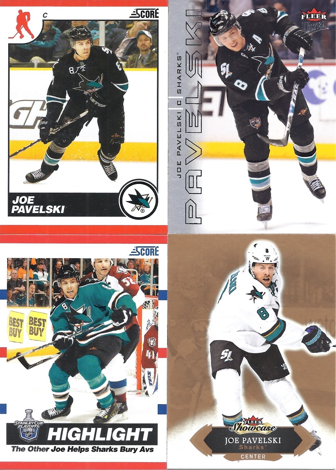 Joe Pavelski 2009-10 Fleer Ultra 2016-17 Fleer Showcase 2010-11 Score Base & HL
