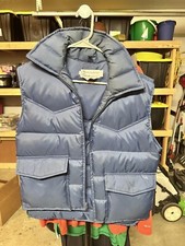 Vintage 70s Ski Daddle Duck Down Puffer Vest Mens Medium Blue Pockets VTG Skiing