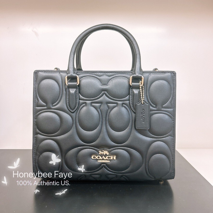 【COACH】Maggie スモール トートバッグ ブラック CY670 NWT Coach Maggie Small Tote Bag In Signature Leather CY670