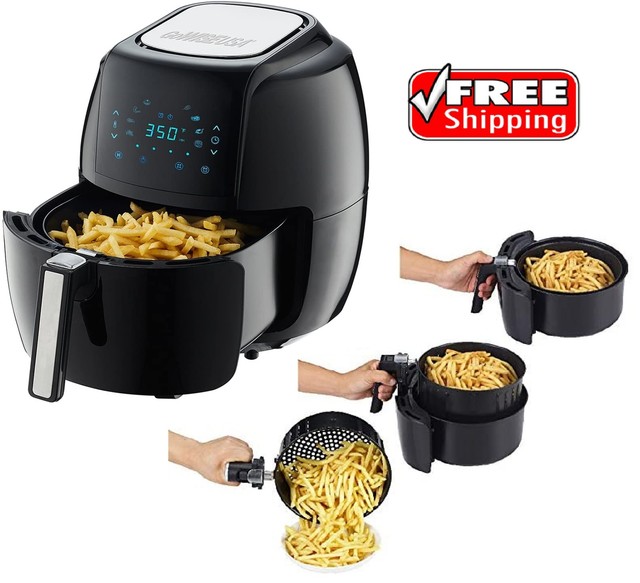 GoWISE USA GW22731 5.8 Quart Air Fryer with Recipe Book Black for