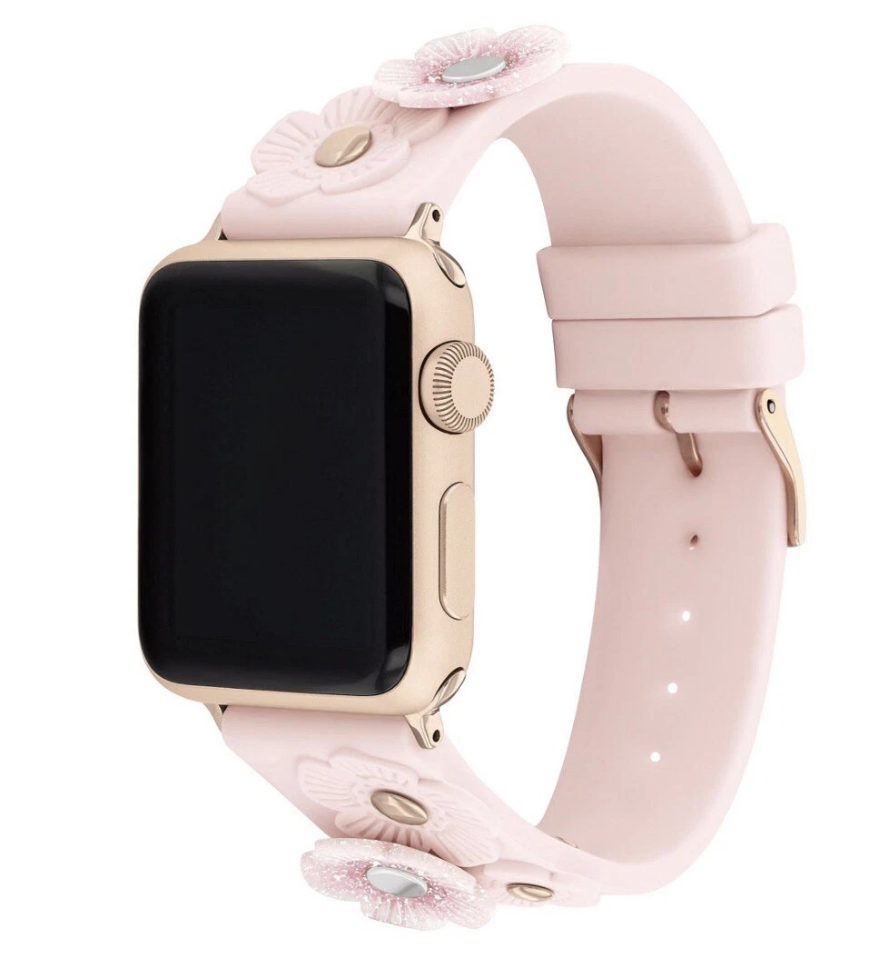 Coach Apple Watch Signature Blush Silicone Strap