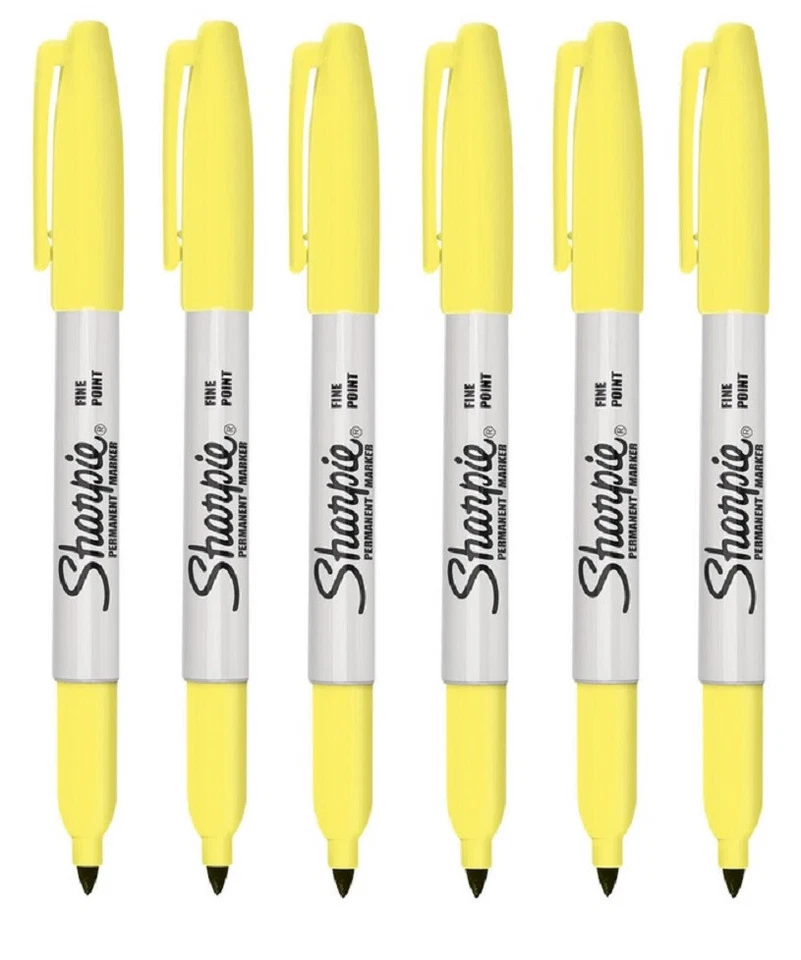 Sharpie Fine Permanent Marker Stift Citrin Gelb 6 Packung