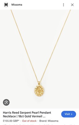 Missoma Harris Reed Serpant Pearl Pendant Necklace Cost £155 